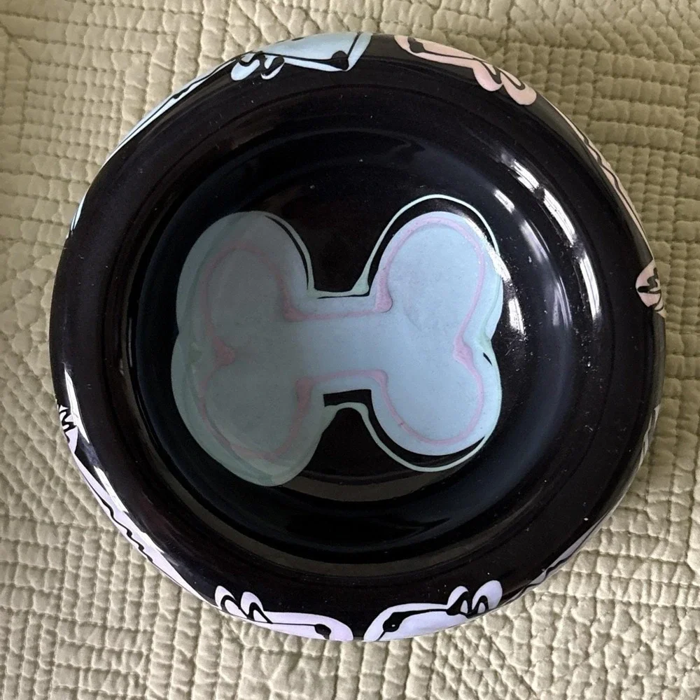 Boutique Hand Painted Ceramic Dog/cat Bowl 5.5